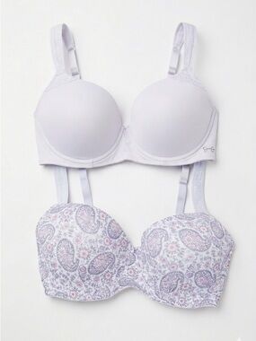 Jessica Simpson Bra Bundle 2 Floral Paisley Light Blue Underwire T Shirts Sz 38D